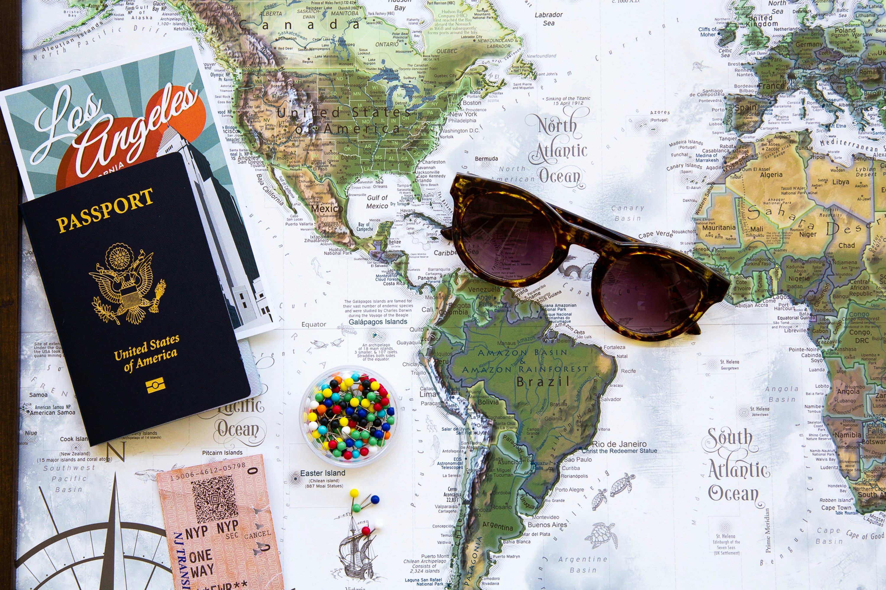 World Map Flatlay